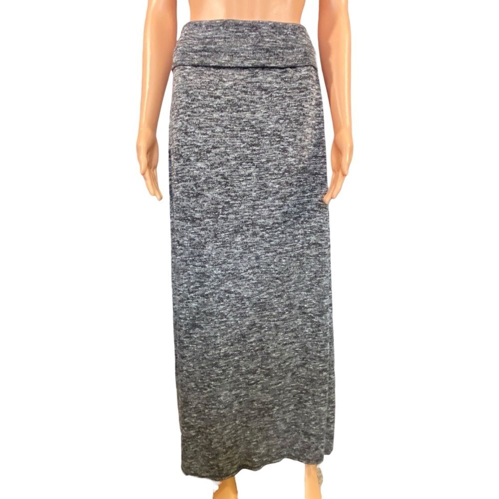 Max Edition Long Maxi Skirt Heathered Gray Wide Fold Over Wasit Band SZ MED